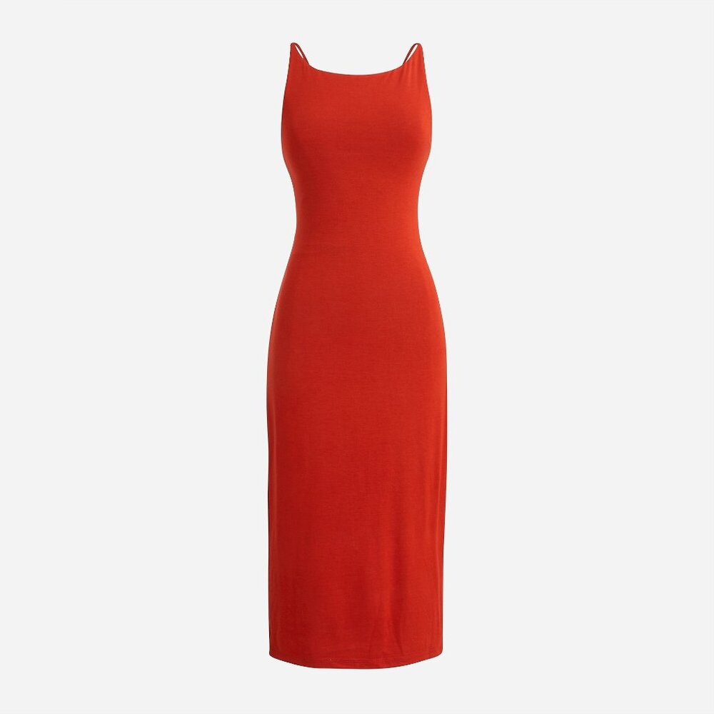 NEW J CREW FormKnit Boatneck Midi Dress size S Small Rust Red
